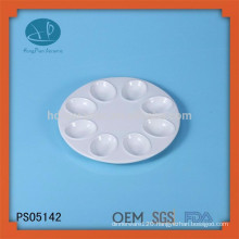innovative product ceramic egg box tray,ceramic egg base,porcelain egg plate